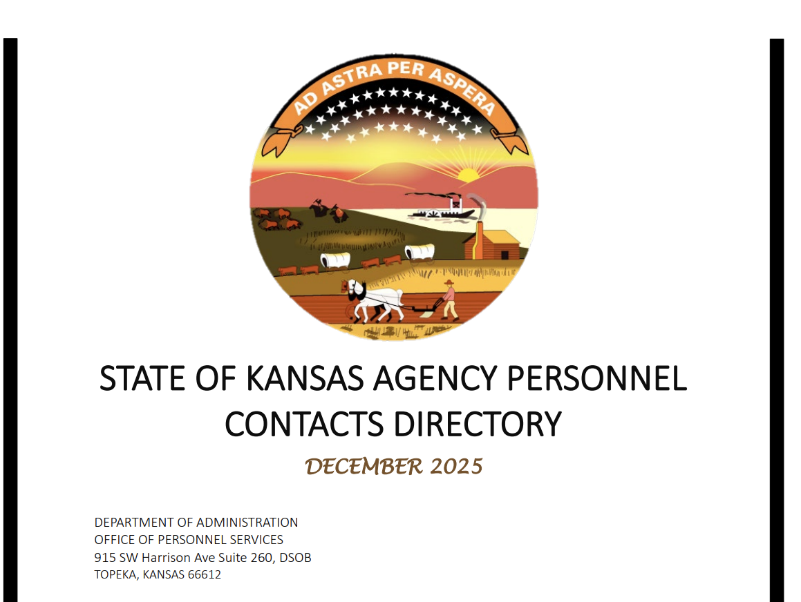 State of Kansas Agency Personnel Contacts Directory PDF listing agency HR contacts with phone numbers and emails